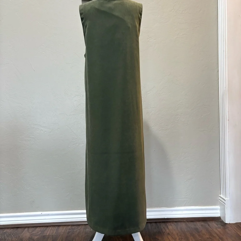Decorated Originals Olive Green Sleeveless Midi Dress – Embroidered Hem LG - Picture 10 of 13